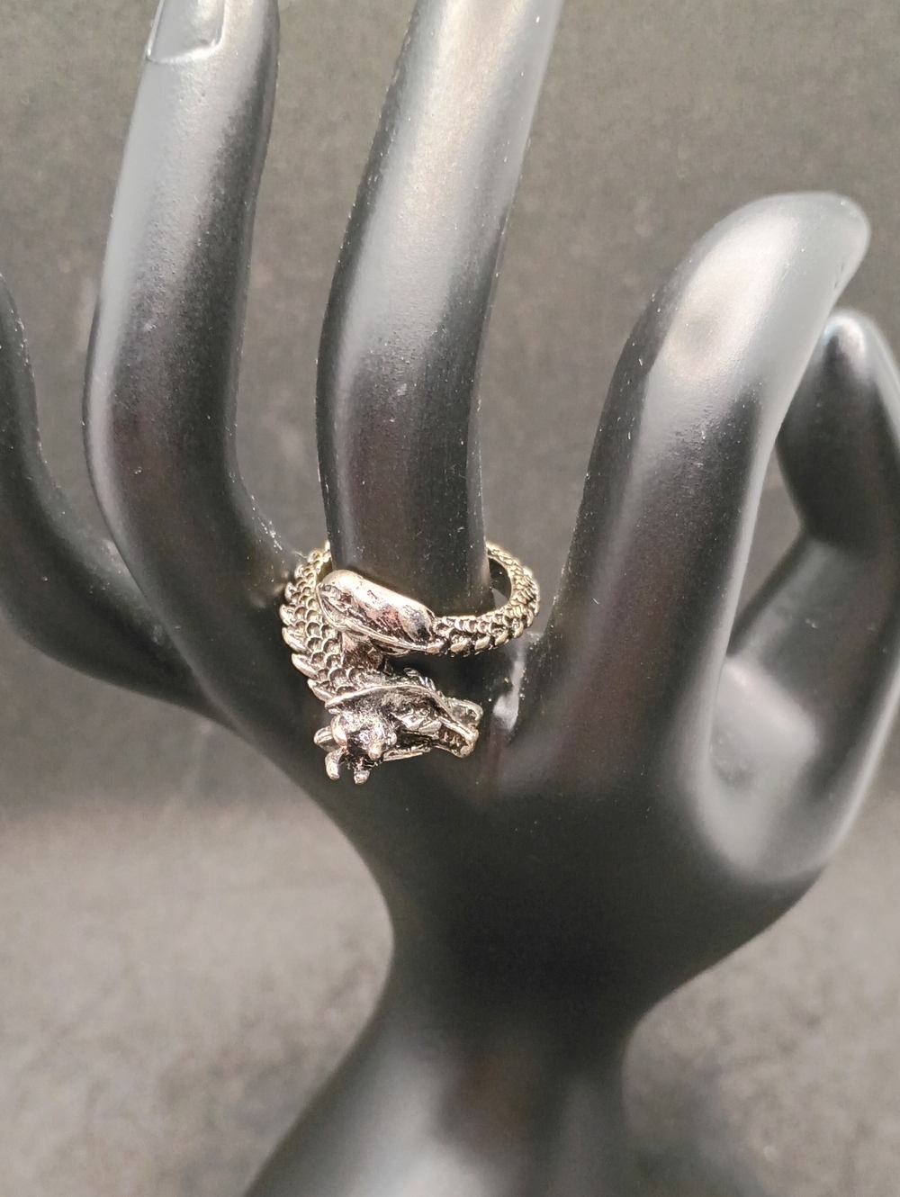 Size 7 Silver Dragon Wrap Ring